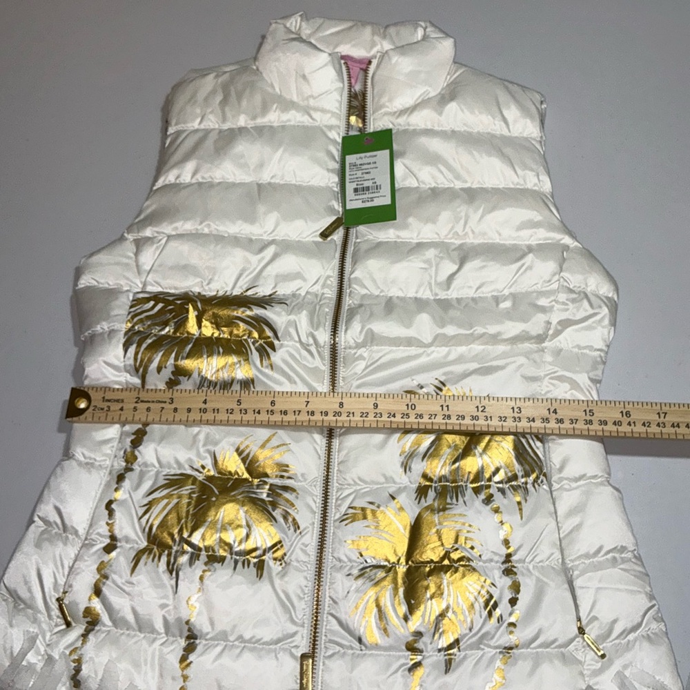 Lilly Pulitzer NWT Layli Masterpiece Puffer Gold Desert Palm Graphic $278 - Picture 9 of 16